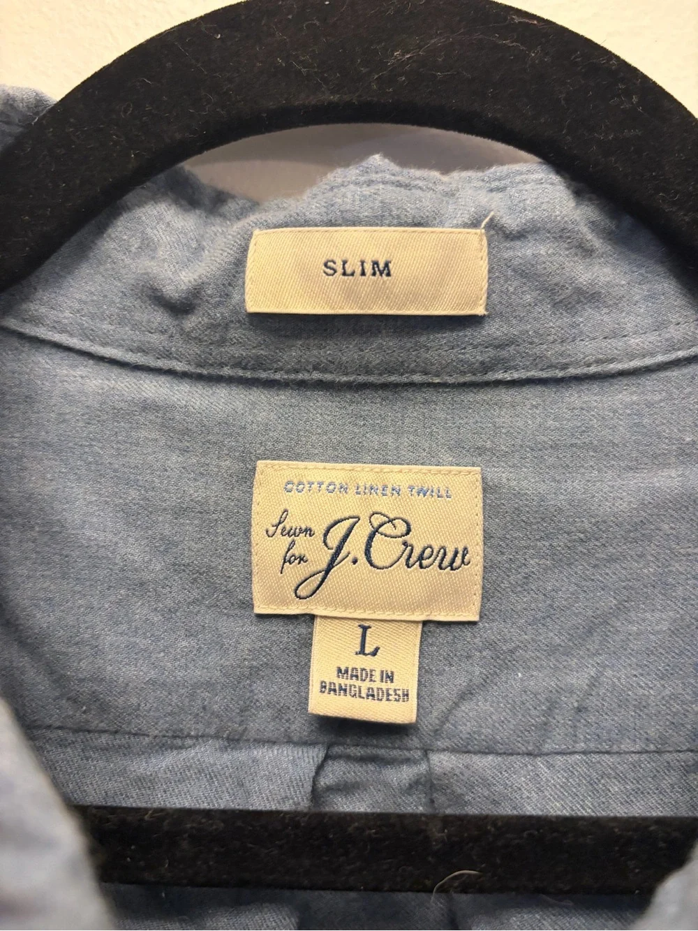 J.Crew Cotton Linen Twill Slim Fit Button Up Shirt Blue Men's Size L